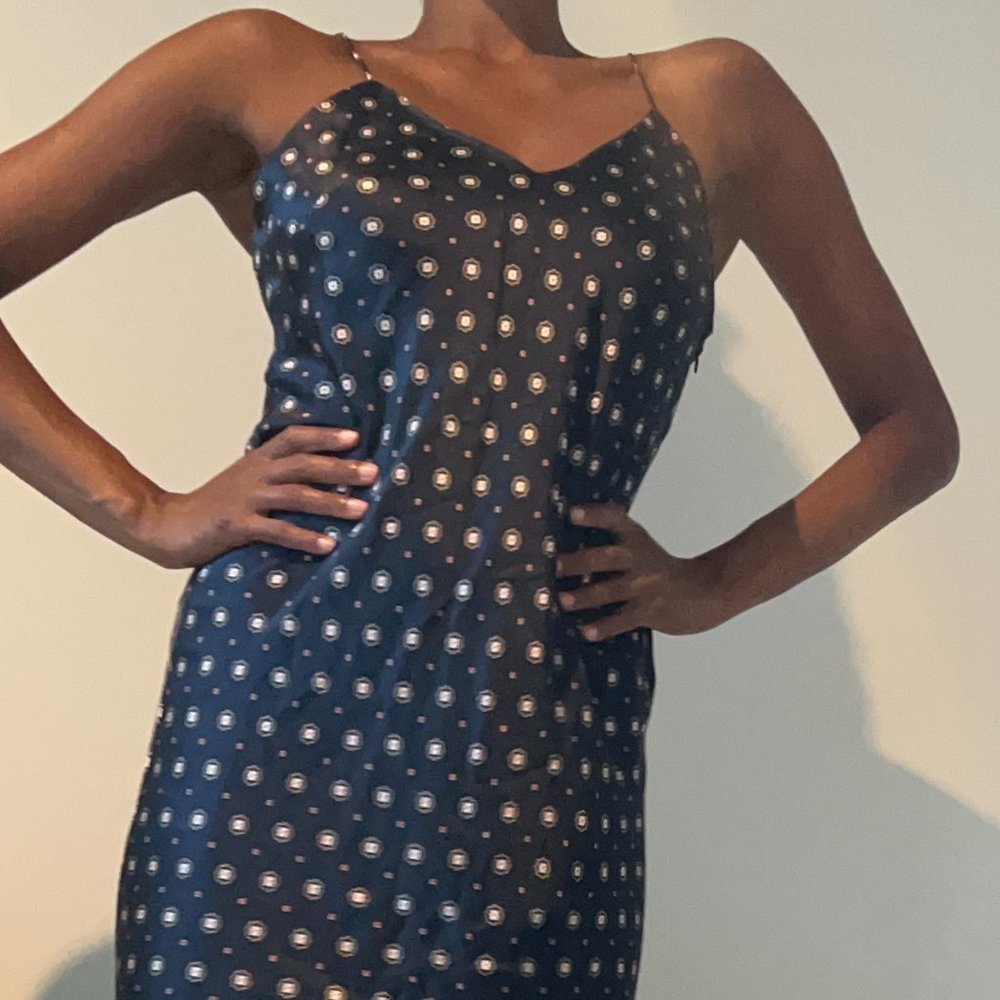 ANINE BING Silk Slip Dress - Navy